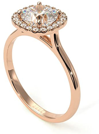 CaratYogi 18k Rose Gold Überzogene Weiße Zirkonia Halo Design Ring Kissen-Cut Hochzeit Engagement Modeschmuck Für Frauen Mädchen Verfügbar in der Größe: 67