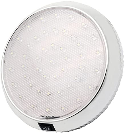 RV Interior Light 12V LED Ceiling Roof Light LED Caravan Interior Lights with ON/OFF Switch for Camper Van Caravan Motorhome Boat Cold White, Chrome Surface