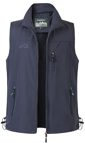 Yukirtiq Herren Outdoor Anglerweste Leicht Safari Weste Multifunktionsweste Atmungsaktiv Angeln Weste Jagdweste Taschen Wandernweste Fotografie Ärmellos Jacke