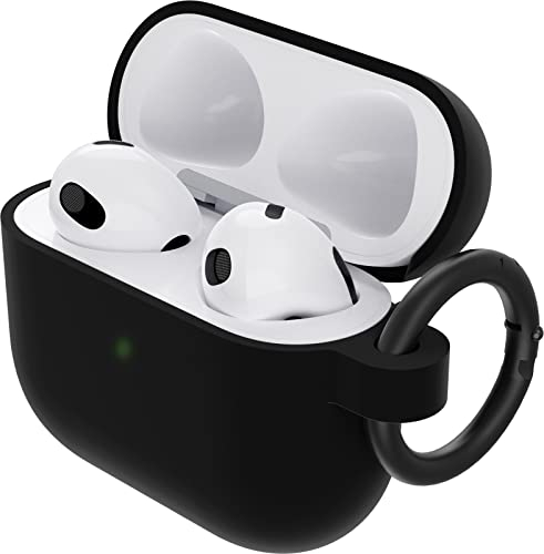 OtterBox Soft Touch Kopfhörer Hülle für AirPods 3. Gen 2021, stoßfeste, sturzsichere, ultraflache, kratz- und abriebfeste Schutzhülle für Apple AirPods, inklusive Karabiner, Schwarz