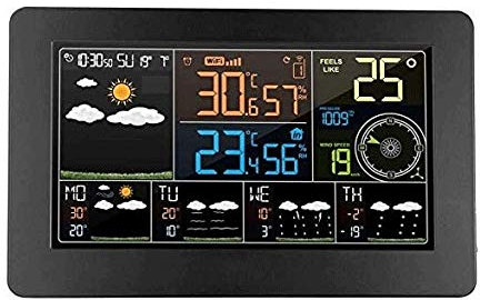 ZGJYSP Digital Wireless Weather Station with Radio Controlled Clock,Wireless Digital Alarm Clock,Barometer,Humidity Monitor,Weather Forecast for Home Garden,Easy-to-Read Display