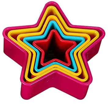 Mesmeriser Cookie Cutters Shapes - Pack of 5 Star Shape Biscuit Cutter Set for Fun Time with Kids
