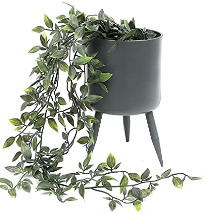DanDiBo Blumentopf mit Füßen Pflanztopf Blumenkübel mit Beinen Metall Grau 23 cm 96260 M Modern Pflanzenständer