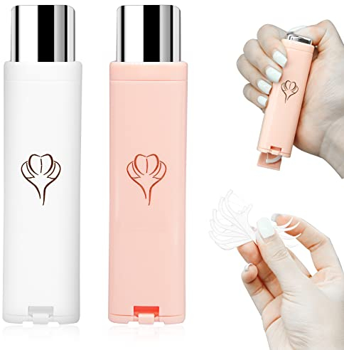 2 Piezas Dispensador de Seda Dental Portátil, Rellenable Dispensador Seda Dental de Viaje, Porta Seda Dental con 12 Piezas Palillo Seda Dental, Estuche Palillos de Seda Dental (Blanco, Rosa)