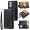 QLTYPRI Handyhülle für Samsung Galaxy A71, Gesteppte Leder Hülle Wallet Case mit Handschlaufe für Frauen Kartenhalter Reißverschluss Brieftasche Handytasche Schutzhülle für Samsung A71 - Schwarz