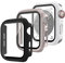 SOLOLUP 3 Piezas Funda para Apple Watch Series 6 5 4 SE Funda Protector de Pantalla Vidrio Templado， PC Duro HD Anti-Choque Cobertura Completa Carcasa para iWatch 40mm，Negro/Luz de estrellas/Blanco