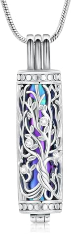 VCCWYQK Cremation Jewelry Urn Necklace for Ashes Pendant with Hollow Glass Vial Cylinder Cremation Keepsake Memorial Lockets Ashes Holder for Women Men Pet (A)