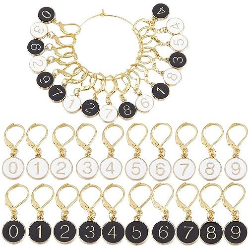 SUNNYCLUE 1 Box Mit 20 Maschenmarkierern Mit Der Nummer 1~9 Häkel Emaille Süßer Abnehmbarer Clip Auf Hebelverschluss Charm Strickmarkierer Aus Metall Zum Weben Nähen Stricken Quilten DIY Reißverschlu