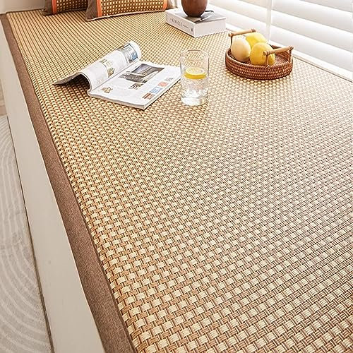 WDJBPSH Bankauflagen Anti-Rutsch Fenstersitzmatratze, Sommerkühlung Rattan-Erkerfensterpolster mit Weißem Riemen, Schlafzimmer Wohnzimmer Fußmatten (Color : B, Size : 80x210cm/31.4x82.6in)