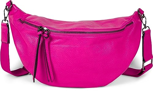 styleBREAKER Women's Half Moon Crossbody Shoulder Bag, detachable adjustable shoulder strap, solid color handbag 02012386, Colour:Pink-