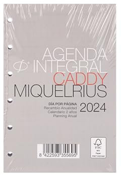 Miquelrius - Umfassender Jahreskalender 2024, Tagesansicht, Größe Caddy 80 x 120 mm, Spanisch, Portugiesisch und Englisch