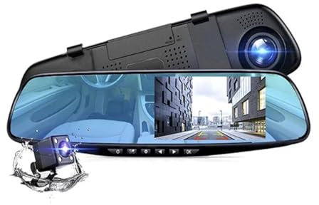 Nicoone Mirror Dual Dash Cam, Rearview Mirror Camera Car Mirror Dash Cam Motion Detection Loop Recording Front+ Rear 1080P 4. 3in Backup Camera, Parking Monitor, Reverse Monitor System