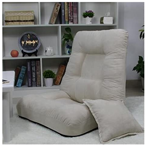 CoByda MaGill Fabric Dormitory Bed Lazy Sofa Tatami Single Comfortable Bedroom Folding Backrest Legless Bay Window Chair (Color : A Rose Red) (A Beige) Revised Title: Comfortable Folding Bed Chair