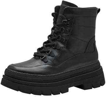 MARCO TOZZI Damen Stiefeletten zum Schnüren mit Lederanteil Plateau