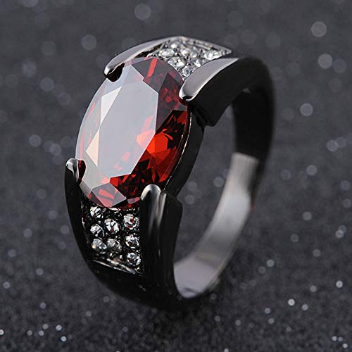 TIANHEY Hip-Hop 14K Schwarz Gold Rubin Obsidian Ring Party Hochzeit Saphir Rein Für Frauen Männer Unisex Rock Obsidian Schmuck ring