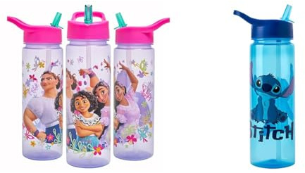 Disney Encanto Water Bottle Flip Up Straw 600ml – Official Merchandise by Polar Gear & Stitch Water Bottle Flip Up Straw 600ml – Official Merchandise by Polar Gear