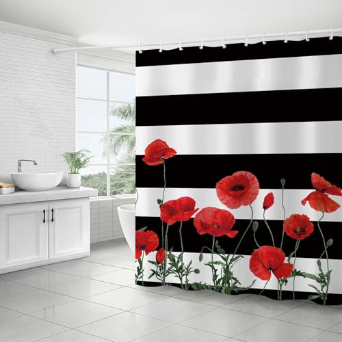 FAIRYGATE Shower Curtain Garden Scene Shower Curtains Waterproof Polyester Bathroom Curtain Thick Duty Bath Curtains with 12 Hooks Resistant Washable B9116