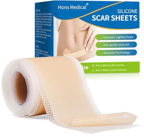 SDSM Silicone Scar Sheets,Medical Grade Silicone Scar Tape,Reusable Waterproof Silicone Patches,for Scar Treatment,Removal Old New Scars,Surgical Scars,C-Section,Keloids,Burns and Acne(1.6”x78”-2M)