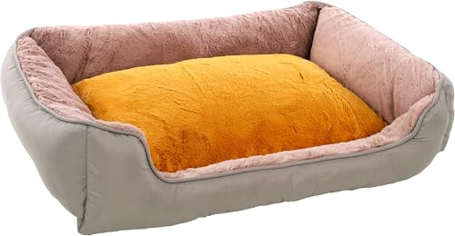 Flamingo Korb für welpe Oddi Rechteck Ocker 80x67x22cm - Abnehmbarer bezug mit reißverschluss - Waschbar - Rutschfester Boden