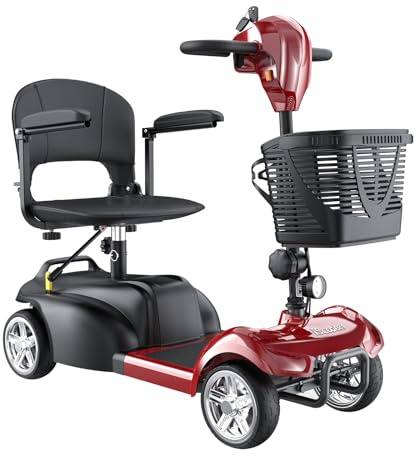 iScooter Mobility Scooters,X-02 Mobility Scooter for Adults,20KM Range 4 Wheel Electric Wheelchair Device with LED Headlight,Basket,Cup Holder and Control Panel,Lightweight Portable,for All Terrain