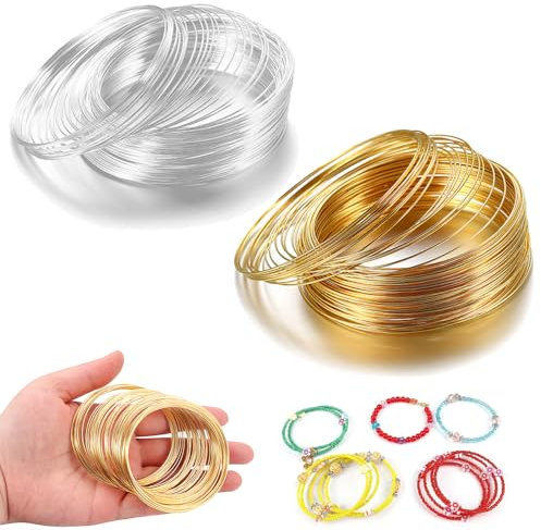 2 Pack Making Silver Jewelry Memory Beading Wire 0.6 mm for DIY Crafts, Bracelet Making