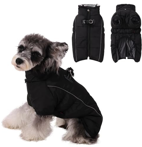Savlot Hundemantel Wintermäntel für Mittelgroße Hunde Fleece-Hundeweste mit Geschirr Hundemäntel für kaltes Wetter Wasserdichter Hundeschneeanzug Winterjacke für Hunde Winddichte Pufferjacke für Hunde