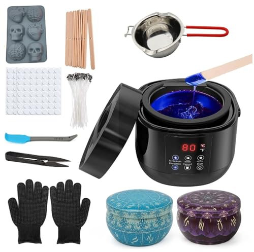 Candles Making Kit for Adult, Diy Candle Making Full Starter Set with Electric Wax Melting Pot and 600ml Pouring Pot,10 pcs DIY Scented Wax Melts Kit with Candle Making Accessories