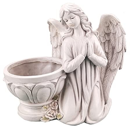 PRETYZOOM Pot de Fleurs en Résine Ornement d'ange Blanc, Décoration Créative et Stable pour Jardin ou Surfaces Planes, Résistant aux Chocs Plantes Succulentes