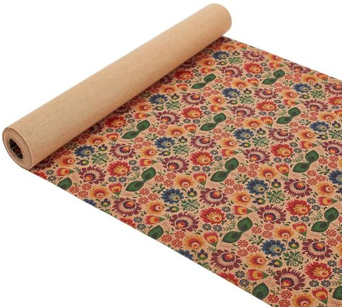 OLYCRAFT 2 Stück Korkstoff Mit Blumenmuster 150x30cm Retro Muster Kork Holz Bastelstoff Dünner Weicher Korkstoff Korkstoffplatten Holzkorkplatten Zubehör Für Handarbeiten Schneiden DIY Projekte