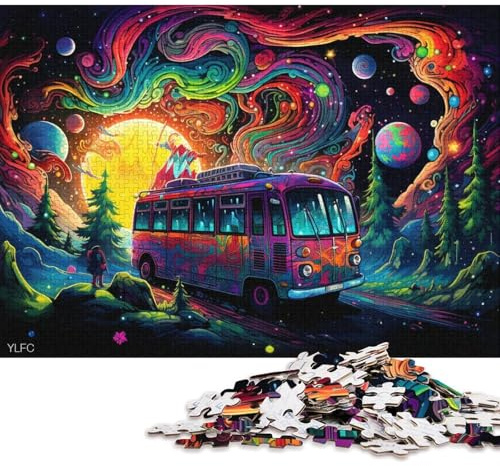 1000-teiliges Puzzle Rainbow Bus, Puzzle für Holzpuzzle, Spielzeug, Denkspiel 75x50cm/1000 Stück