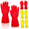TOKIDNY 4 Paar Gummi Reinigungshandschuhe Rutschfeste Wiederverwendbare Küchen Geschirrspülhandschuhe Für Den Haushalt Wasserdicht Und Langlebig Ideal Für Reinigung Und Geschirrspülen