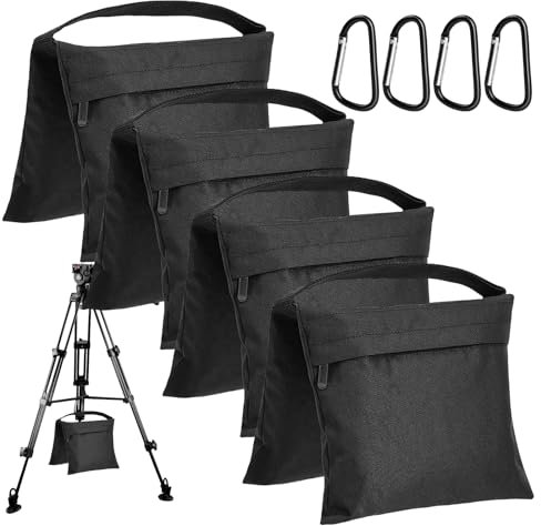 Sandsäcke für Fotografie, 4er-Set Sandsäck für Fotografie, Sandsäcke für die Fotografie, Sandsack für Fotografie-Lampenstativer, Sandsäcke mit 4 Karabiner, Sandsack für Fotostudio, Stative, Zelte