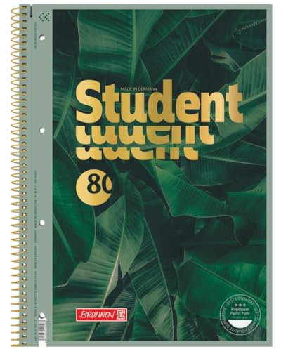 BRUNNEN Collegeblock Premium Student „Jungle“ | A4, Lineatur 28, 80 Blatt, dunkelgrün