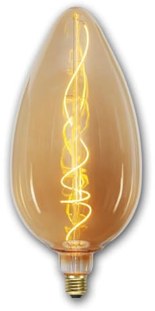 Star Trading LED Filament Birne E27 Vintage, Kerzenform, Amber Glas, 1800K, Dimmbar, Spiral-Glühfaden, 5 W, Ra 90, Industrial Loft Dekor