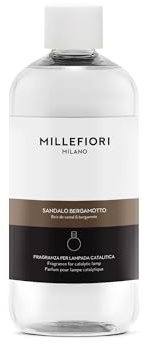 Millefiori Milano – Nachfüllpackung für katalytische Lampe, 500 ml, Sandelholz & Bergamotte – holziger und zitriger Duft für Raumduft