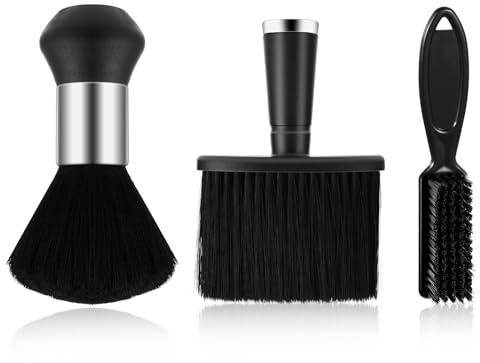 3 Pcs Neck Duster Black Soft Barber Brush Professional Nylon Neck Duster Barber Brush Trimmer Clipper Cleaner Brushes Accessories for Haircut Hair Styling Hair Cleaning Brushes Tool
