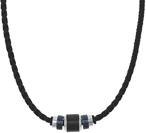 Tom Tailor Kette mit Anhänger für Herren, Edelstahl und Leder, 47+5 cm, Bicolor, Geschenkidee, Halsschmuck, Herrenschmuck, 2100684