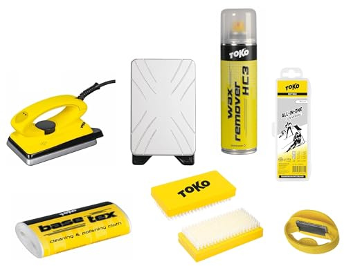 Generisch Toko Skiwachset Base-Performance – Komplettset für Alpine Ski & Snowboard mit Bügeleisen, Wachsremover, Bürsten, Kantenschleifer & All-in-One Wachs