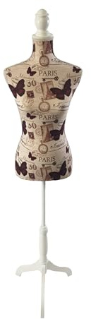 Relaxdays Schneiderpuppe, weiblich, Größe 36/38, verstellbar 130–167 cm, Paris-Design, Holzständer, Kleiderpuppe, bunt
