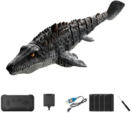 Meiurlex S11 Hochsimuliertes RC Mosasaurus Boot mit 8K-Kamera, 2,4GHz Wi-Fi Wasserdinosaurier-Spielzeug, Wasserdichtes Ferngesteuertes Spray-Boot mit Dual-Motor, LED-Lichtern für Erwachsene