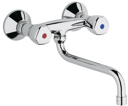 Kludi Spueltisch-Wandbatterie Standard mit Terralux Griffen Metall, verchromt, 310530508