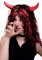 WIG ME UP - 4044-P103-13 Karneval Fasching Halloween Perücke lang lockig Teufel Teufelin She-Devil Dämonin Hörner Rot/Schwarz