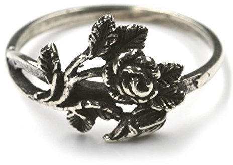 Drachensilber Rose Silberring Damen Ring Mädchen Schmuck feine Rose zierlich Mini Ringrröße bis groß schmal Blumenring