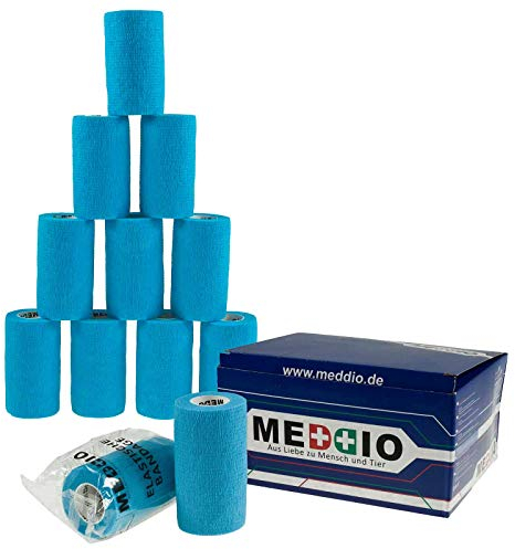 maDDma 12 Haftbandagen Größe+Farbe wählbar - selbsthaftende Bandage Fixierverband selbstklebend, Farbe:Blue Refresh, Größe:10cm