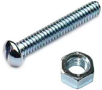 Merriway Whitworth BH02532 - Tornillos de cabeza redonda ranurados con tuercas, 3/16 x 1.1/2 pulgadas, chapado en zinc brillante, paquete de 3 piezas
