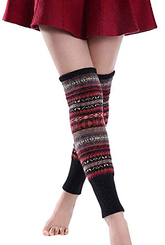 Good partner Beinstulpen 1 Paar legwarmer verdicken Wollen Stricken Stulpen für Herbst und Winter (black)