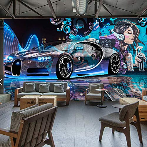 Moderne Kreative Street Graffiti Sportwagen Fototapete Restaurant Clubs KTV Bar 3D Wandbild Wand Papier Papier Peint Enfant, 250 * 175