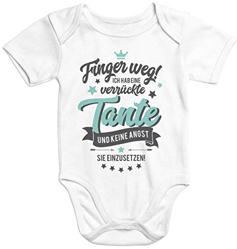 MoonWorks Kurzarm Baby Body Finger Weg! Ich Habe eine verrückte Tante lustig Spruch Onesie Strampler,-3 Monate, Verrückte Tante Weiß