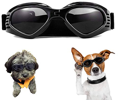 WELLXUNK Hunde Sonnenbrille Verstellbarer Riemen für UV-Sonnenbrillen Wasserdichter Schutz für kleine und mittlere Hunde