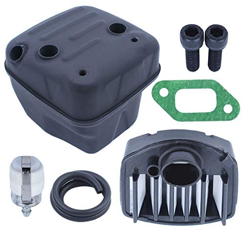 Motosierra Silenciador de Escape Línea de Filtro de Aire y Combustible Piezas de Repuesto para Husqvarna 357 359 357XP con Perno de Junta Reemplazar OEM para 503917601, 537010901